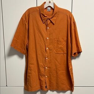 EUC Old Navy Men's Rust Button Down Shirt Linen and Cotton